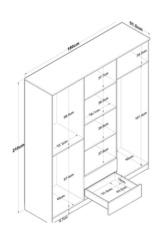 Armoire 6 portes - 180 x 210 x 51,5 cm