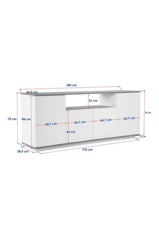Buffet 4 portes Arista -  180 x 75 x 44,5 cm