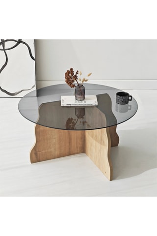 Table basse ronde en verre - 75 x 40 cm