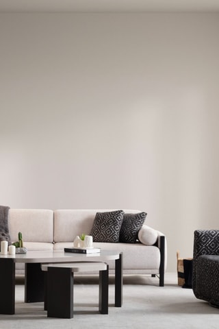 Canapé droit en bois - Beige - 3/4 places - Tissu structuré