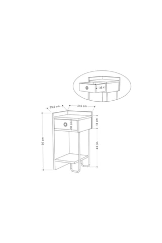 Table de chevet 1 tiroir - 60 x 31,5 x 29,5 cm