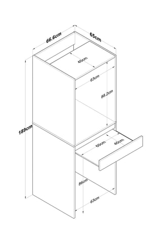 Armoire de salle de bain 1 tiroir -  66,6 x 189 x 65 cm