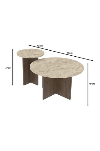 2 Tables basses rondes - 70 x 40 cm et 40 x 47 cm