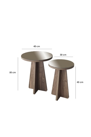 2 tables d'appoint Luna 2 - 50 x 40 cm et 45 x 30 cm