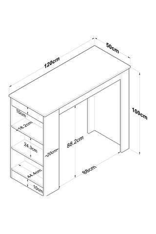 Table haute avec étagère - 120 x 100 x 50 cm