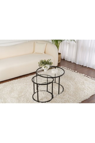 2 tables basses gigognes en verre Aurum - 42 x 39 x 42 cm / 60 x 43 x 60 cm