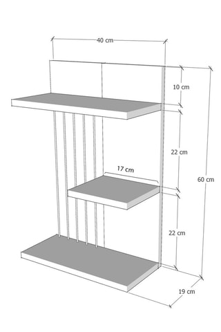 Etagère murale 3 niveaux Blanc - 40 x 60 x 19 cm