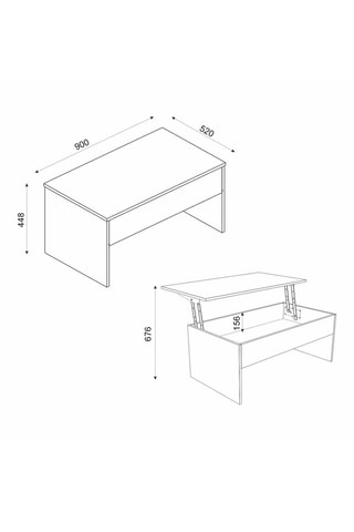 Table basse coffre Akilli - 90 x 44,8/67,6 x 52 cm