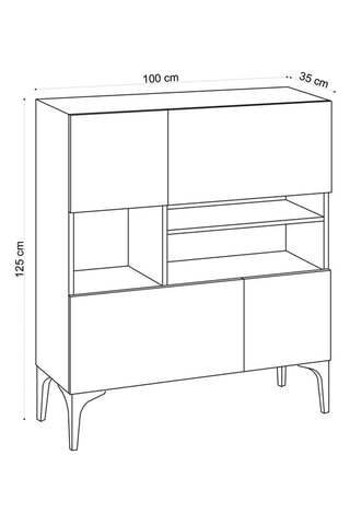 Meuble de rangement 4 portes - 100 x 35 x 125 cm