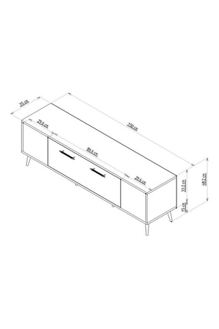 Meuble TV 1 abattant Detas - 150 x 48,2 x 35 cm