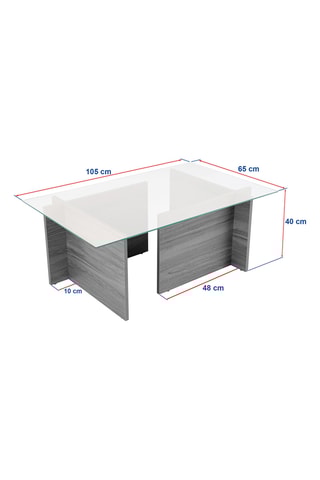 Table basse en verre Vetrino - 105 x 40 x 65 cm