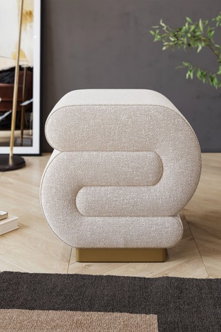 Pouf Sally - Crème - Revêtement polyester et lin