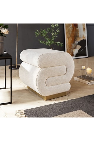 Pouf Sally - Crème - Revêtement polyester et lin