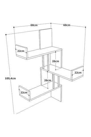 Etagère murale 3 niveaux - 60 x 60 x 109,4 cm