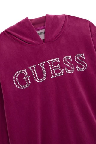 Sweat en velours à capuche - Violet - Guess
