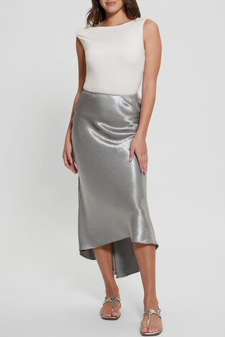 Jupe asymétrique taille haute Lilya - Argenté - Guess