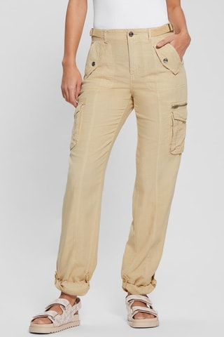 Pantalon cargo en lin Nessi - Beige - Guess