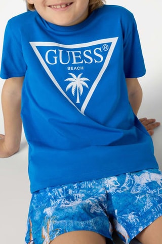 T-shirt en coton biologique Minime - Bleu électrique - Guess