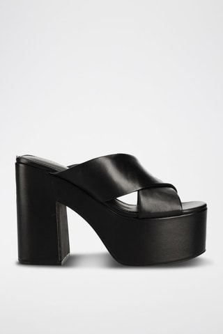 Sandales à talons en cuir - Noir