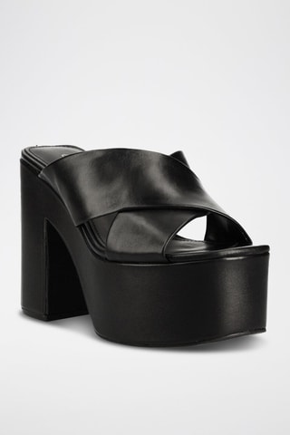 Sandales à talons en cuir - Noir