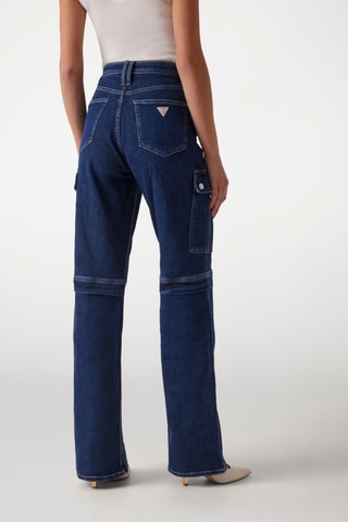 Jean cargo taille haute - Bleu marine