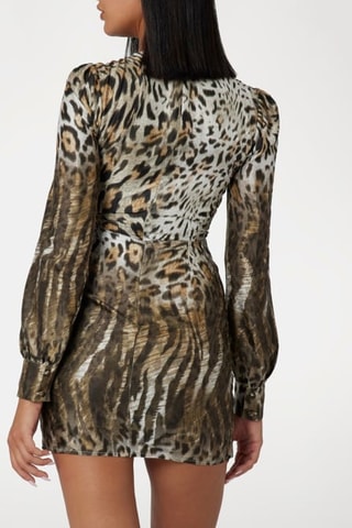 Robe portefeuille Marion - Marron et blanc