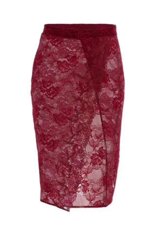 Jupe droite en dentelle taille haute Rebecca - Bordeaux