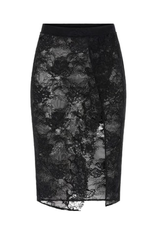 Jupe droite en dentelle taille haute Rebecca - Noir