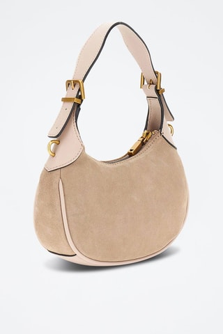 Mala de ombro em nobuck Malva Mini - Rosa