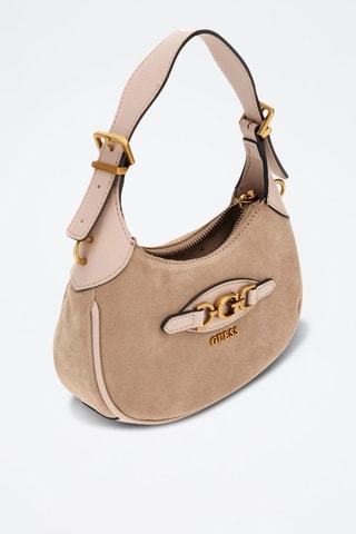 Mala de ombro em nobuck Malva Mini - Rosa