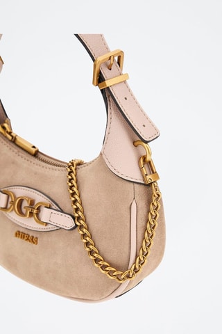 Mala de ombro em nobuck Malva Mini - Rosa