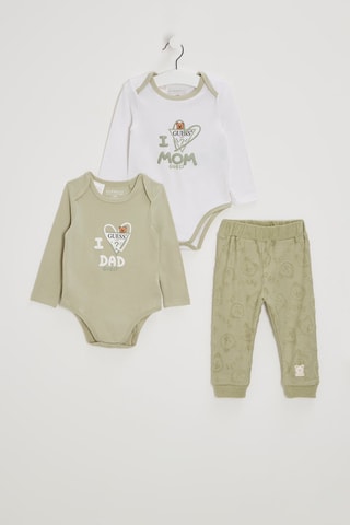 Ensemble 3 pièces en coton biologique - Kaki et blanc