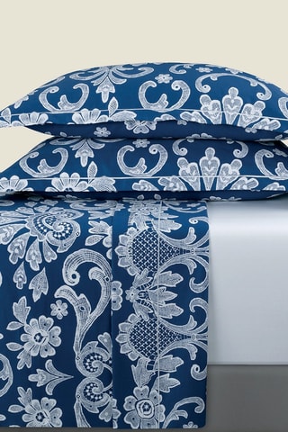 Federa cuscino alla francese in raso di cotone 80 fili/cm² - Blu scuro