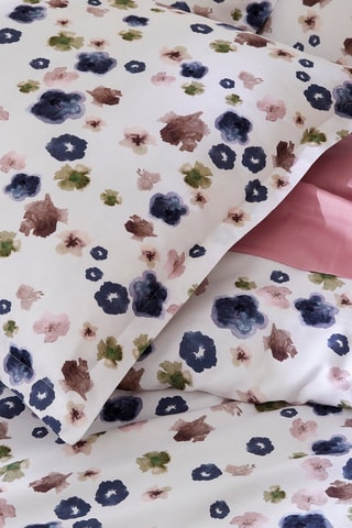 Federa in raso di cotone 80 fili/cm² Exotique Flower - Bianco