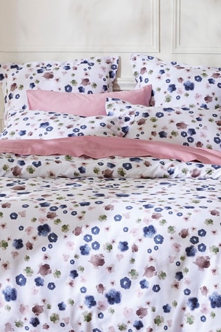 Federa in raso di cotone 80 fili/cm² Exotique Flower - Bianco