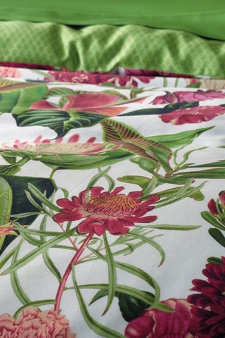 2 federe double face in raso di cotone 80 fili/cm² Garden - Verde