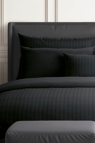 2 federe in raso di cotone 80 fili/cm² Dobby - Nero