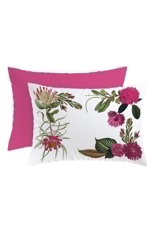 Federa double face in raso di cotone 80 fili/cm² Garden - Fucsia