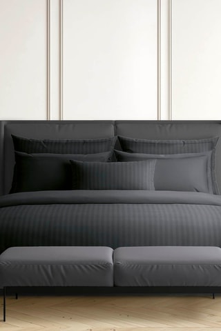 2 federe in raso di cotone 80 fili/cm² Dobby - Nero