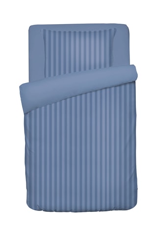 Parure copripiumino in raso di cotone 80 fili/cm² Dobby stripe woven - Cobalto