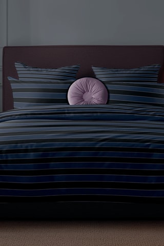 Parure copripiumino in raso di cotone 80 fili/cm² Eclipse - Blu notte e nero