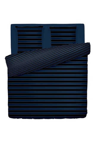 Parure copripiumino in raso di cotone 80 fili/cm² Eclipse - Blu notte e nero