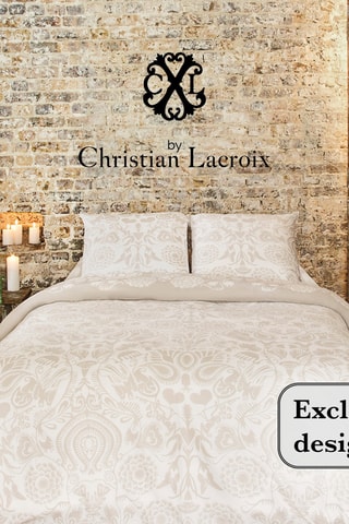 Parure copripiumino in raso di cotone 80 fili/cm² Love Stories - Beige