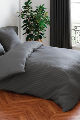 Parure copripiumino in raso di cotone 80 fili/cm² Dobby - Grigio