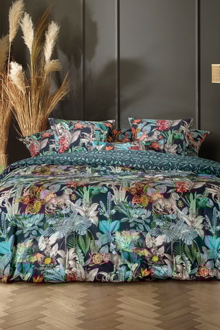 Parure copripiumino in raso di cotone 80 fili/cm² Zanzibar - Petrolio