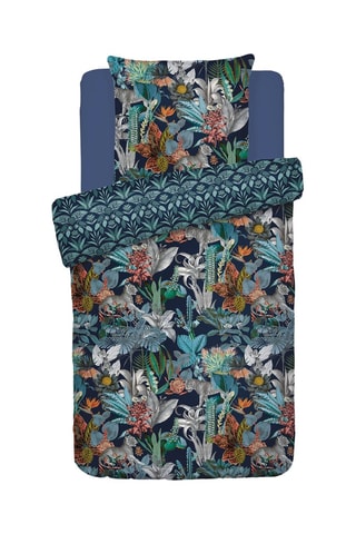 Parure copripiumino in raso di cotone 80 fili/cm² Zanzibar - Petrolio