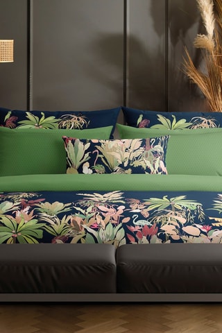 Parure copripiumino in raso di cotone 80 fili/cm² Miami - Blu scuro e verde chiaro