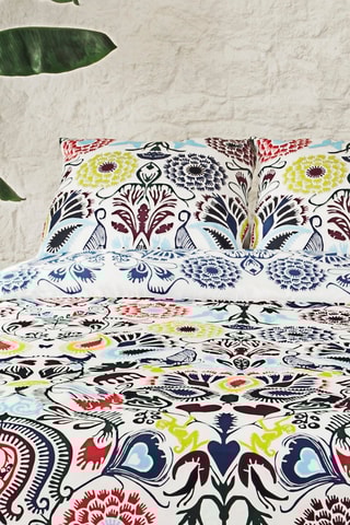 Parure copripiumino in raso di cotone 80 fili/cm² Love Stories - Bianco