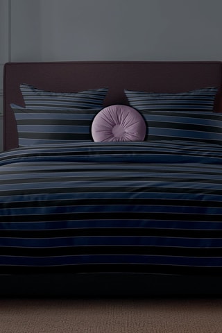 Parure copripiumino in raso di cotone 80 fili/cm² Eclipse - Blu notte e nero