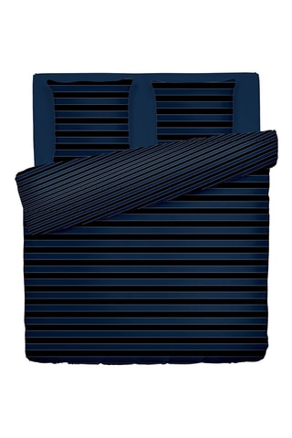 Parure copripiumino in raso di cotone 80 fili/cm² Eclipse - Blu notte e nero